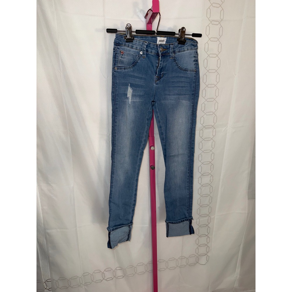 Hudson Jeans Girls Size 16 Skinny‎ Distressed Light Wash Denim Cuffed